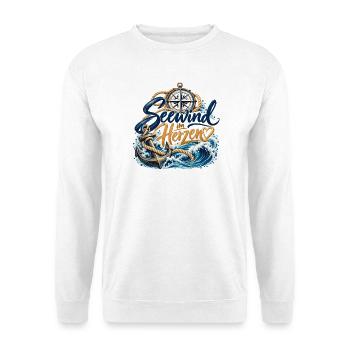 Seewind im Herzen - Unisex Pullover - Weiß - Vorne - Alina (178cm) & Michal (187cm)