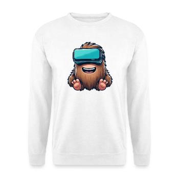Bigfoot Sasquatch Süß Comic Cartoon VR Virtual Rea - Unisex Pullover - Weiß - Vorne - Alina (178cm) & Michal (187cm)