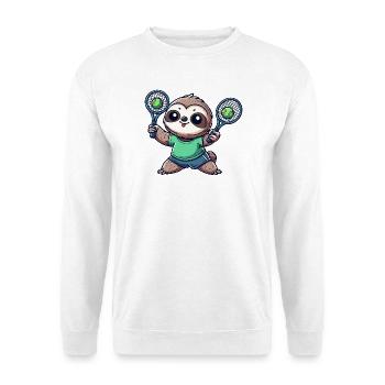 Niedliche Faultier Doppelspieler  - Unisex Pullover - Weiß - Vorne - Alina (178cm) & Michal (187cm)