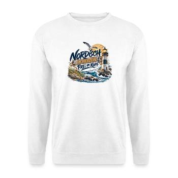 Nordisch im Herzen, frei im Kopf - Unisex Pullover - Weiß - Vorne - Alina (178cm) & Michal (187cm)