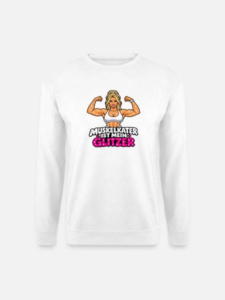 Damen Fitness Outfit - Muskelkater - Unisex Pullover - Weiß