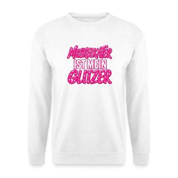 Muskelkater Glitzer Statement - Fitness Outfit - Unisex Pullover - Weiß - Vorne - Alina (178cm) & Michal (187cm)