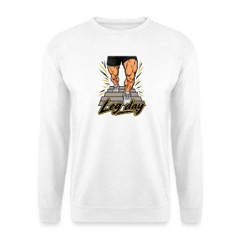 Fitness Herren Outfit - Leg day - Unisex Pullover - Weiß - Vorne - Alina (178cm) & Michal (187cm)
