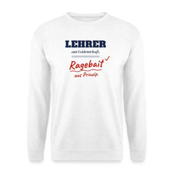 Lehrer aus Leidenschaft Ragebait Jugendwort 2026 - Unisex Pullover - Weiß - Vorne - Alina (178cm) & Michal (187cm)