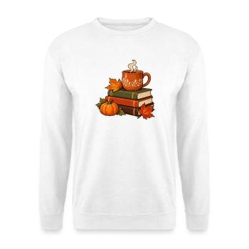 Bücher und Tee - Unisex Pullover - Weiß - Vorne - Alina (178cm) & Michal (187cm)