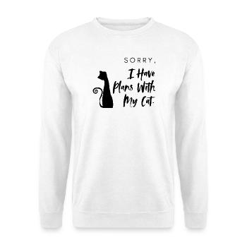 Entschuldigung, ich habe Pläne mit meiner Katze - Unisex Pullover - Weiß - Vorne - Alina (178cm) & Michal (187cm)