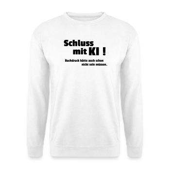 Buchdruck KI - Unisex Pullover - Weiß - Vorne - Alina (178cm) & Michal (187cm)