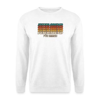 Feierabend für immer - Retro Schrift - Unisex Pullover - Weiß - Vorne - Alina (178cm) & Michal (187cm)