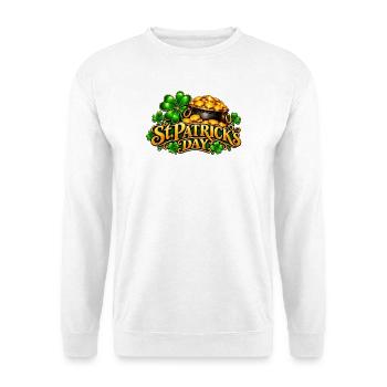 St Patrick's Tag Goldtopf Kleeblatt - Unisex Pullover - Weiß - Vorne - Alina (178cm) & Michal (187cm)