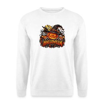 Halloween Kürbis Hexenhut - Unisex Pullover - Weiß - Vorne - Alina (178cm) & Michal (187cm)