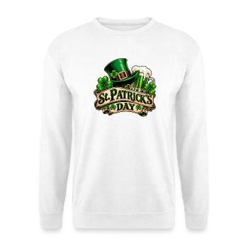 St Patrick's Day – Kleeblatt & Bier - Unisex Pullover - Weiß - Vorne - Alina (178cm) & Michal (187cm)