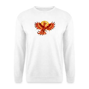 Feuerphönix Aquarell - Unisex Pullover - Weiß - Vorne - Alina (178cm) & Michal (187cm)