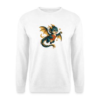 Sternendrache mit Goldenem Buch - Unisex Pullover - Weiß - Vorne - Alina (178cm) & Michal (187cm)