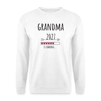 Pregnancy Announcement – Oma 2027 Geschenk - Unisex Pullover - Weiß - Vorne - Alina (178cm) & Michal (187cm)