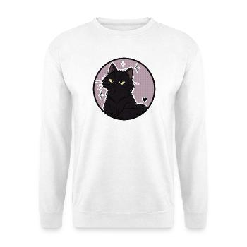 Mitternachtskatze im Sparkle Circle - Unisex Pullover - Weiß - Vorne - Alina (178cm) & Michal (187cm)