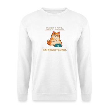 Krisensitzung der hungrigen Katze - Unisex Pullover - Weiß - Vorne - Alina (178cm) & Michal (187cm)