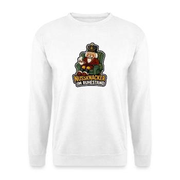 Nussknacker im Ruhestand Rente Renter Shirt - Unisex Pullover - Weiß - Vorne - Alina (178cm) & Michal (187cm)