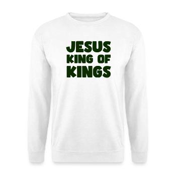 Jesus König der Könige - Unisex Pullover - Weiß - Vorne - Alina (178cm) & Michal (187cm)