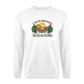 Faultier Spruch Humor Gemütlich Entschleunigung - Unisex Pullover - Weiß - Vorne - Alina (178cm) & Michal (187cm)