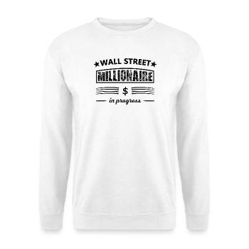 Investor Millionär Börse Dollar – Wall Street Look - Unisex Pullover - Weiß - Vorne - Alina (178cm) & Michal (187cm)