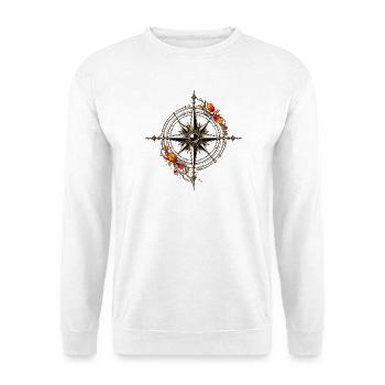 Kompassrose des Herbstes - Unisex Pullover - Weiß - Vorne - Alina (178cm) & Michal (187cm)