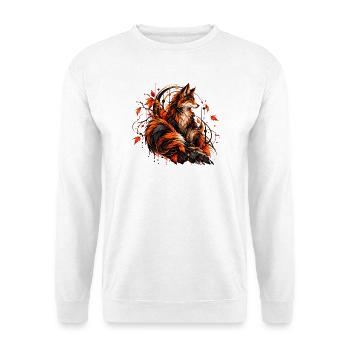 Der majestätische Herbstfuchs - Unisex Pullover - Weiß - Vorne - Alina (178cm) & Michal (187cm)