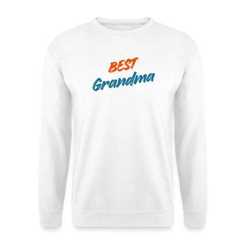 Beste Oma aller Zeiten – Retro Orange & Blue Typografie - Unisex Pullover - Weiß - Vorne - Alina (178cm) & Michal (187cm)