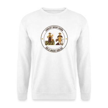 Landluft macht schön. Gülle macht ehrlich – Bauer - Unisex Pullover - Weiß - Vorne - Alina (178cm) & Michal (187cm)