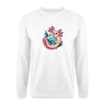 Axolotl-Blasengarten - Unisex Pullover - Weiß - Vorne - Alina (178cm) & Michal (187cm)