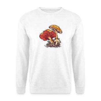 Pilzkiemen und -kappen - Unisex Pullover - Weiß - Vorne - Alina (178cm) & Michal (187cm)