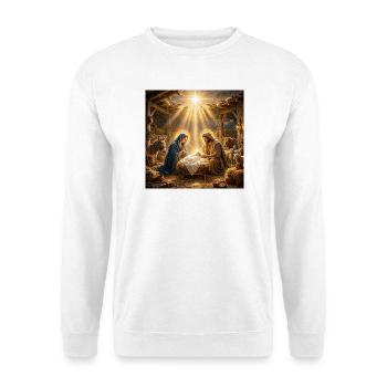 Jesus, katholisch, Krippe, Beten zu Jesus, Christ - Unisex Pullover - Weiß - Vorne - Alina (178cm) & Michal (187cm)
