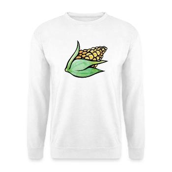 Aquarell-Maisblatt-Motiv - Unisex Pullover - Weiß - Vorne - Alina (178cm) & Michal (187cm)
