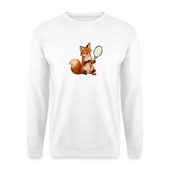 Fuchs wickelt ein Tennisgriffband - Unisex Pullover - Weiß - Vorne - Alina (178cm) & Michal (187cm)