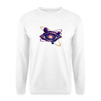 Umlaufbahnen um ein kosmisches Auge - Unisex Pullover - Weiß - Vorne - Alina (178cm) & Michal (187cm)