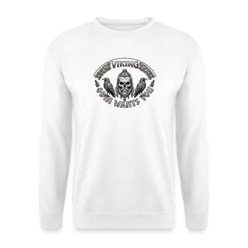 Viking Schädel mit Raben und Knoten - Unisex Pullover - Weiß - Vorne - Alina (178cm) & Michal (187cm)