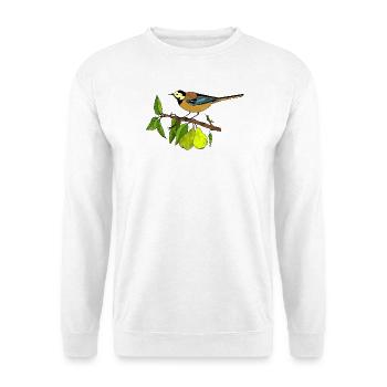 Bunter Vogel - Unisex Pullover - Weiß - Vorne - Alina (178cm) & Michal (187cm)