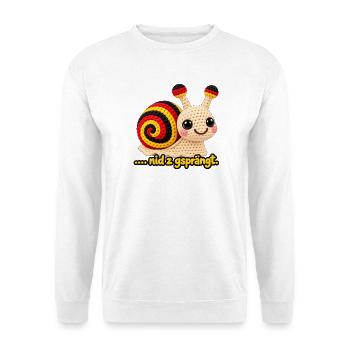 Nid z gsprängt Berner Schnecke  - Unisex Pullover - Weiß - Vorne - Alina (178cm) & Michal (187cm)