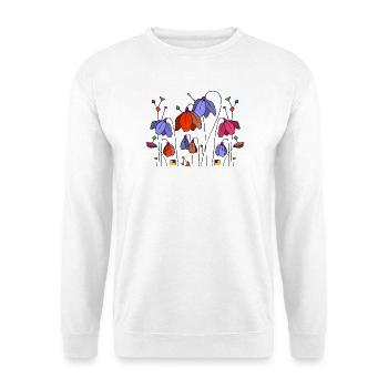 Blumen - Unisex Pullover - Weiß - Vorne - Alina (178cm) & Michal (187cm)
