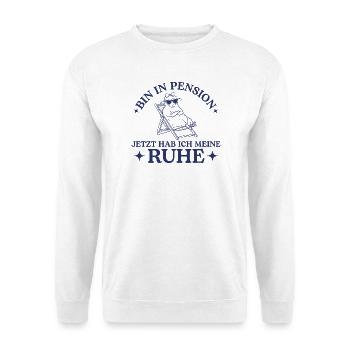 Pension hab ich meine Ruhe Pensionärin Schaf - Unisex Pullover - Weiß - Vorne - Alina (178cm) & Michal (187cm)