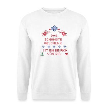  Geschenk Weihnachten - Unisex Pullover - Weiß - Vorne - Alina (178cm) & Michal (187cm)
