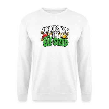 Ich bin nicht klein, ich elfgroß - Unisex Pullover - Weiß - Vorne - Alina (178cm) & Michal (187cm)