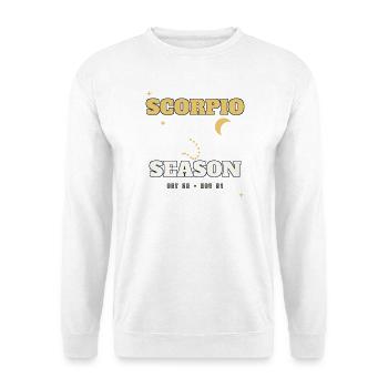 Skorpion-Jahreszeit-Sternbild - Unisex Pullover - Weiß - Vorne - Alina (178cm) & Michal (187cm)