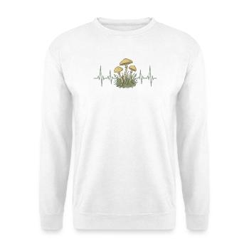 Pilze Herzschlag Pilzesammeln Wald T-Shirt - Unisex Pullover - Weiß - Vorne - Alina (178cm) & Michal (187cm)