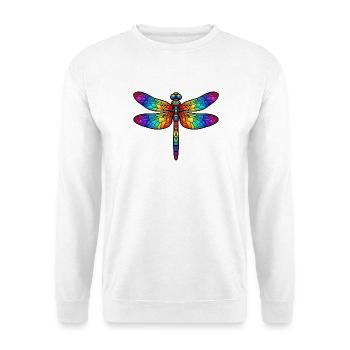 Formulierung: Buntglas Regenbogen Insekt Kunst T-Shirt - Unisex Pullover - Weiß - Vorne - Alina (178cm) & Michal (187cm)
