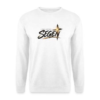 Göttlicher Segen mit Gott - Unisex Pullover - Weiß - Vorne - Alina (178cm) & Michal (187cm)