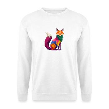 Bunter Fuchs Geometrisch Low Poly Wald T-Shirt - Unisex Pullover - Weiß - Vorne - Alina (178cm) & Michal (187cm)