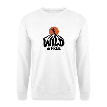 Wandern – Wild & Free Outdoor - Unisex Pullover - Weiß - Vorne - Alina (178cm) & Michal (187cm)
