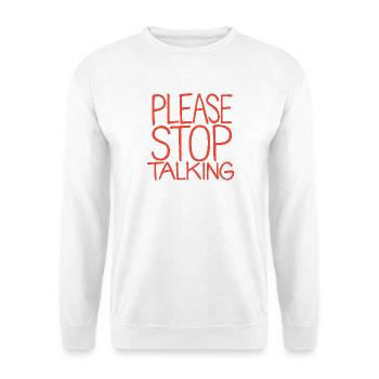 Bitte Stopp Reden - Unisex Pullover - Weiß - Vorne - Alina (178cm) & Michal (187cm)
