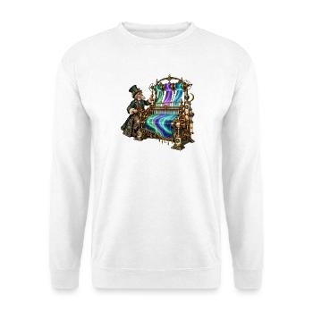 Aurora-Steampunk Webstuhl - Unisex Pullover - Weiß - Vorne - Alina (178cm) & Michal (187cm)