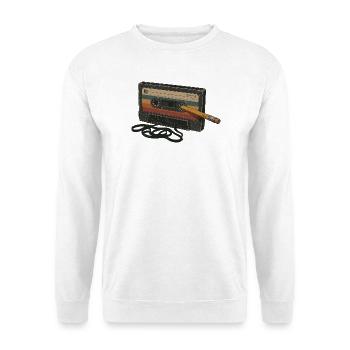 Liebhaber von 90er 80er Retro-Kassettenmusik - Unisex Pullover - Weiß - Vorne - Alina (178cm) & Michal (187cm)